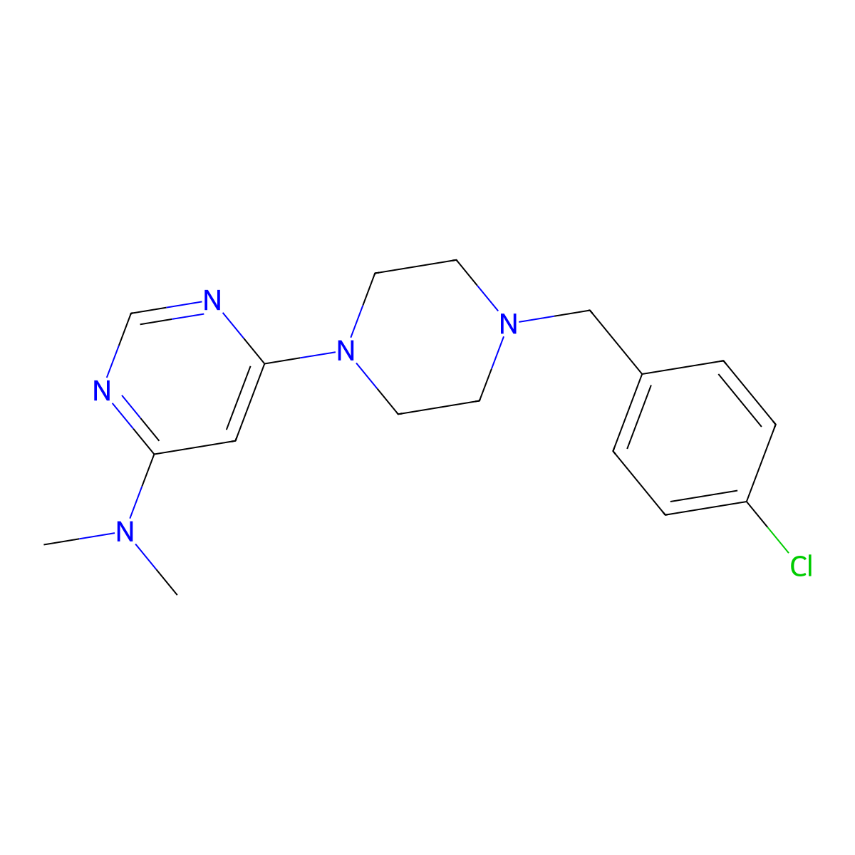 6-{4-[(4-chlorophenyl)methyl]piperazin-1-yl}-N,N-dimethylpyrimidin-4-amine molecular structure, CAS 2548979-43-5