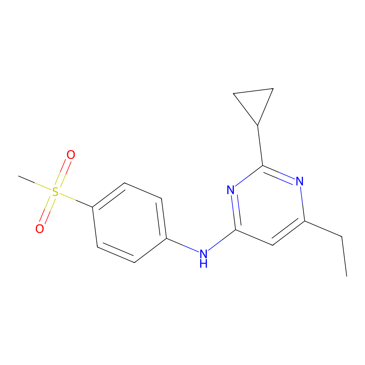 2-cyclopropyl-6-ethyl-N-(4-methanesulfonylphenyl)pyrimidin-4-amine molecular structure, CAS 2548979-45-7