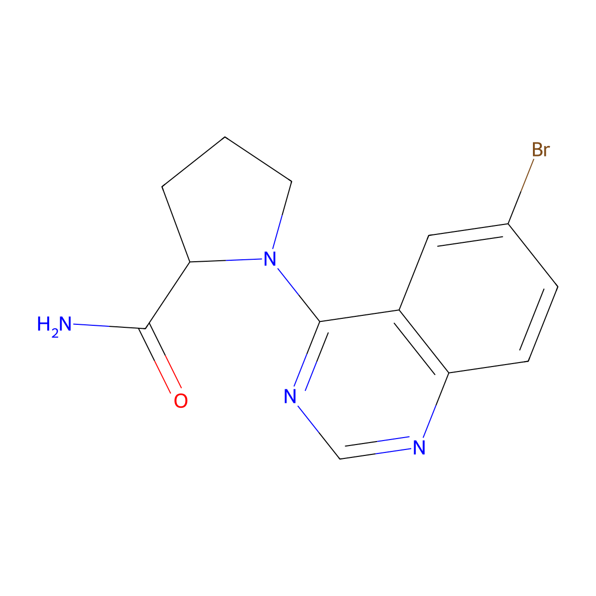 1-(6-Bromoquinazolin-4-yl)pyrrolidine-2-carboxamide molecular structure, CAS 2548979-46-8