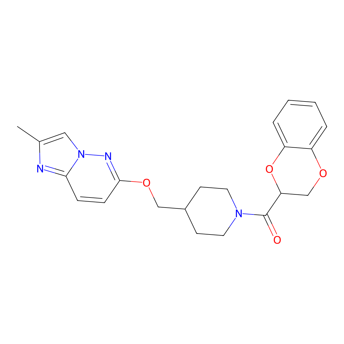 1-(2,3-Dihydro-1,4-benzodioxine-2-carbonyl)-4-[({2-methylimidazo[1,2-b]pyridazin-6-yl}oxy)methyl]piperidine molecular structure, CAS 2548979-48-0