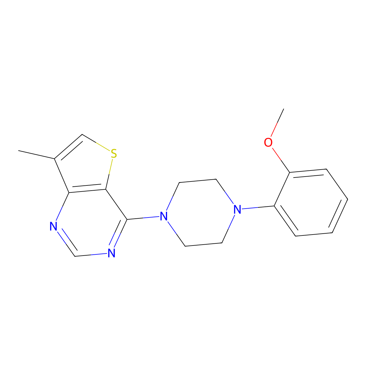 1-(2-Methoxyphenyl)-4-{7-methylthieno[3,2-d]pyrimidin-4-yl}piperazine molecular structure, CAS 2548979-50-4