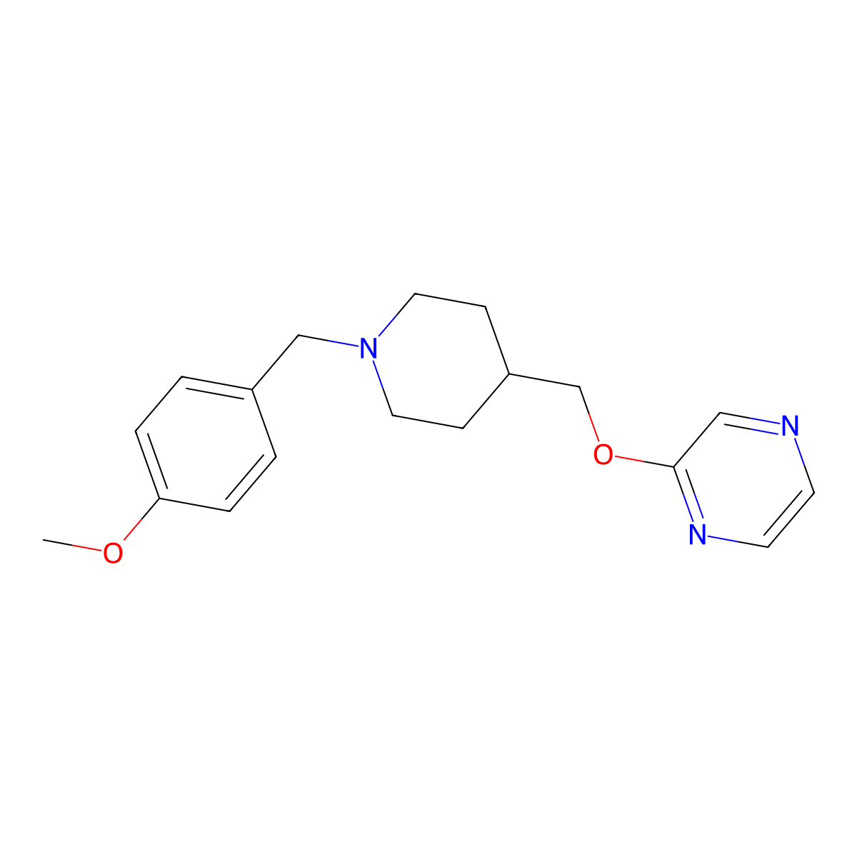 2-({1-[(4-Methoxyphenyl)methyl]piperidin-4-yl}methoxy)pyrazine molecular structure, CAS 2548979-53-7