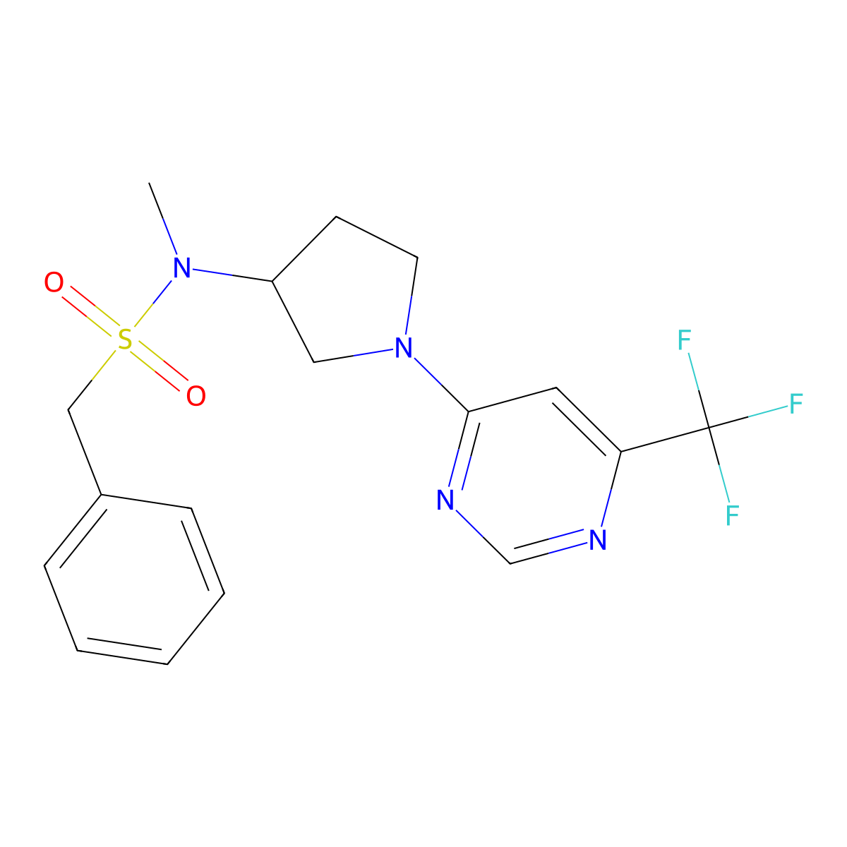 N-methyl-1-phenyl-N-{1-[6-(trifluoromethyl)pyrimidin-4-yl]pyrrolidin-3-yl}methanesulfonamide molecular structure, CAS 2548979-62-8