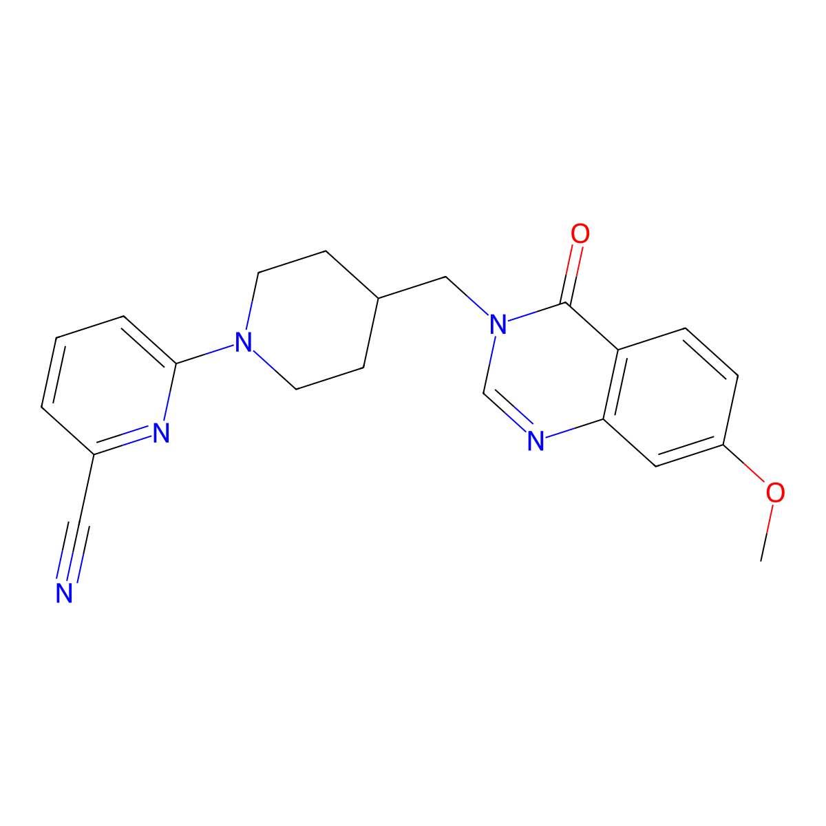 6-{4-[(7-Methoxy-4-oxo-3,4-dihydroquinazolin-3-yl)methyl]piperidin-1-yl}pyridine-2-carbonitrile molecular structure, CAS 2548979-73-1