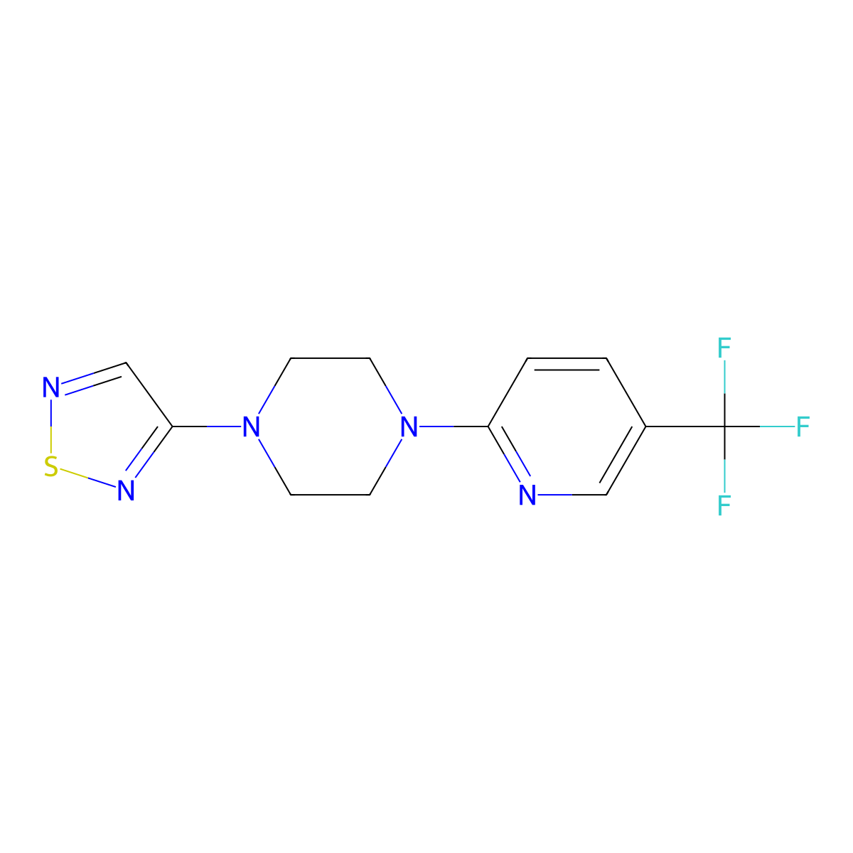 1-(1,2,5-Thiadiazol-3-yl)-4-[5-(trifluoromethyl)pyridin-2-yl]piperazine molecular structure, CAS 2548979-75-3