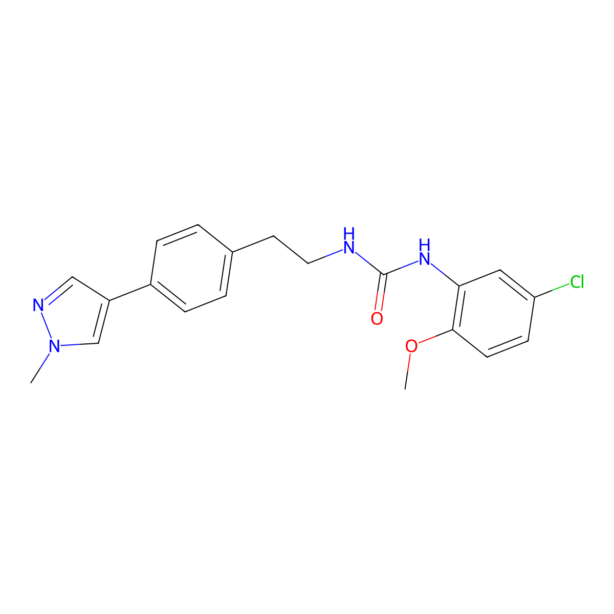 3-(5-chloro-2-methoxyphenyl)-1-{2-[4-(1-methyl-1H-pyrazol-4-yl)phenyl]ethyl}urea molecular structure, CAS 2548979-76-4