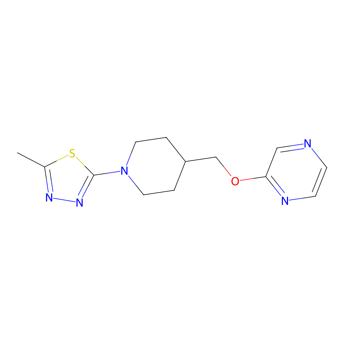 2-{[1-(5-Methyl-1,3,4-thiadiazol-2-yl)piperidin-4-yl]methoxy}pyrazine molecular structure, CAS 2548979-78-6