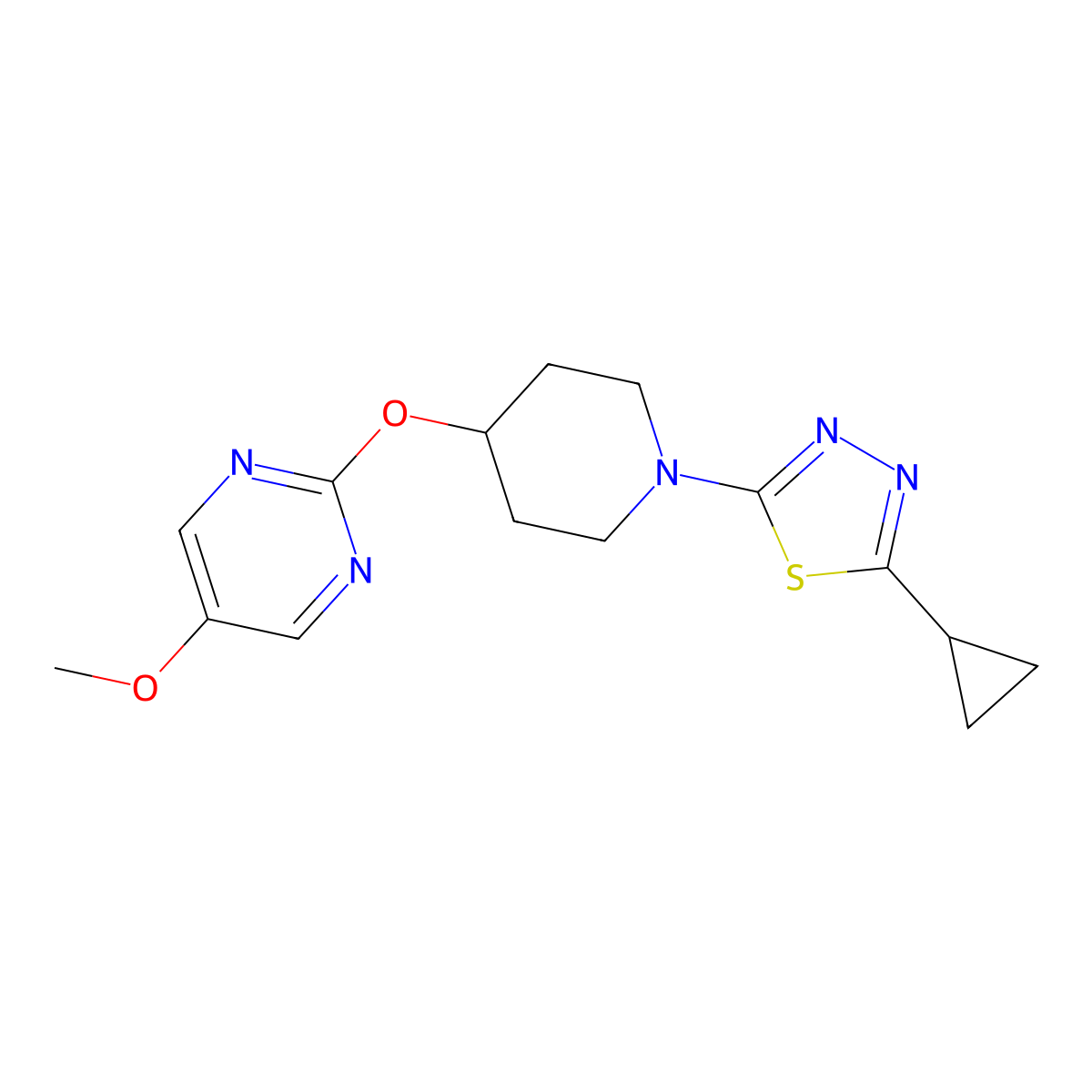 2-{[1-(5-Cyclopropyl-1,3,4-thiadiazol-2-yl)piperidin-4-yl]oxy}-5-methoxypyrimidine molecular structure, CAS 2548979-83-3