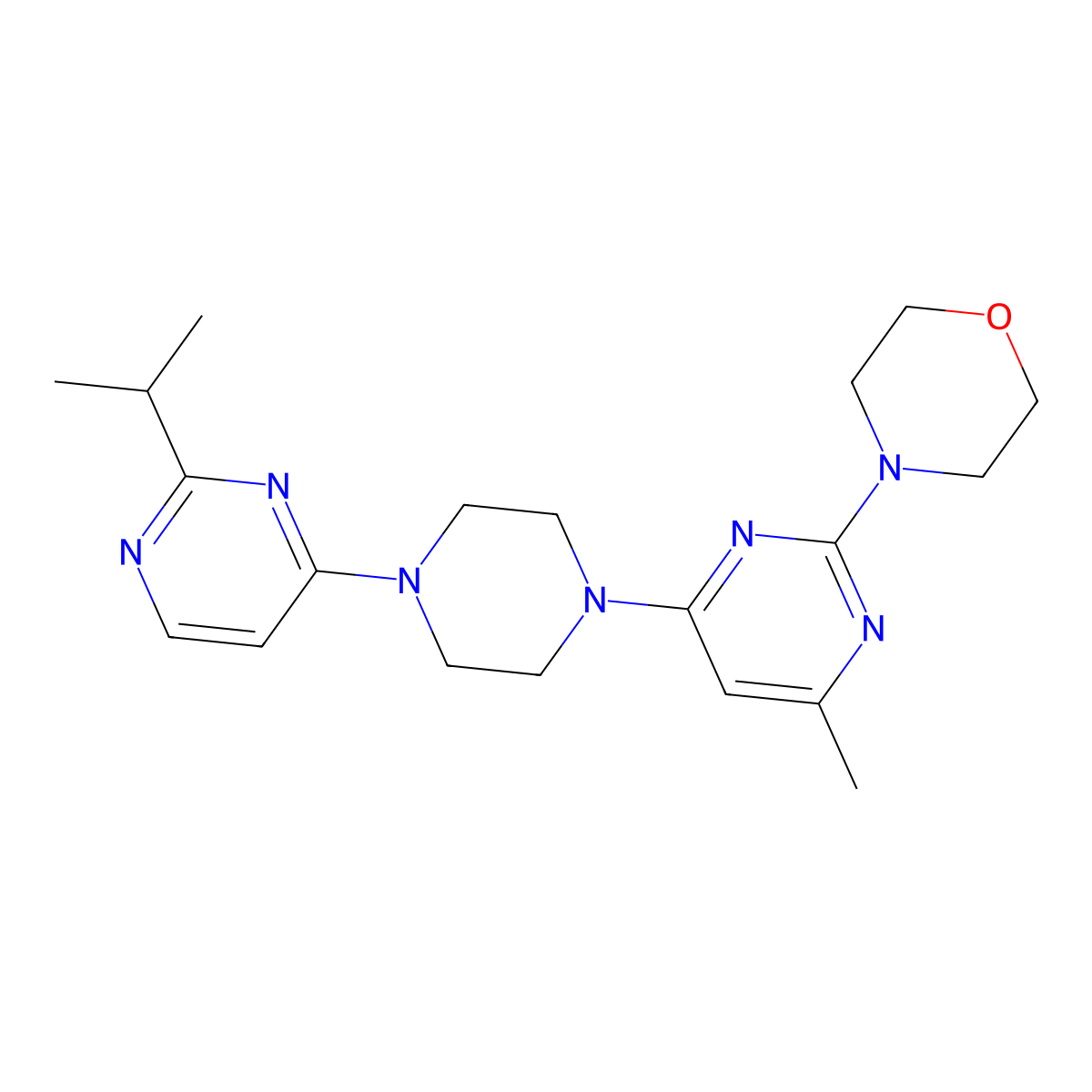 4-(4-Methyl-6-{4-[2-(propan-2-yl)pyrimidin-4-yl]piperazin-1-yl}pyrimidin-2-yl)morpholine molecular structure, CAS 2548979-89-9