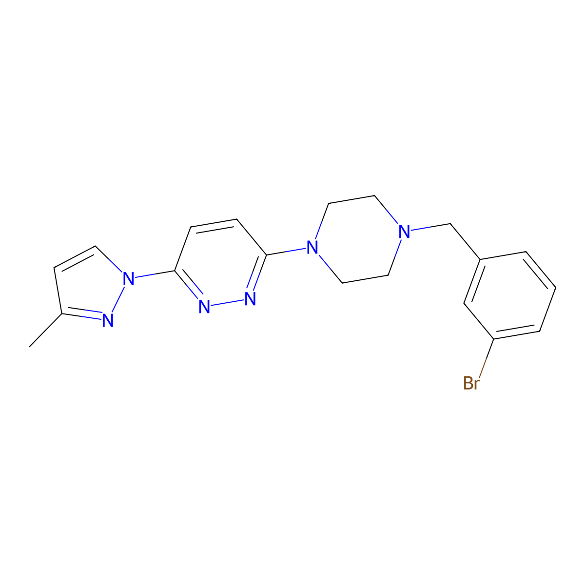 3-{4-[(3-bromophenyl)methyl]piperazin-1-yl}-6-(3-methyl-1H-pyrazol-1-yl)pyridazine molecular structure, CAS 2548979-94-6