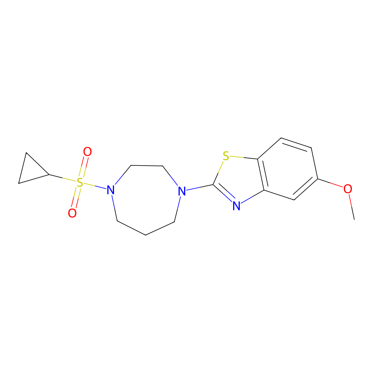 2-[4-(Cyclopropanesulfonyl)-1,4-diazepan-1-yl]-5-methoxy-1,3-benzothiazole molecular structure, CAS 2548979-99-1