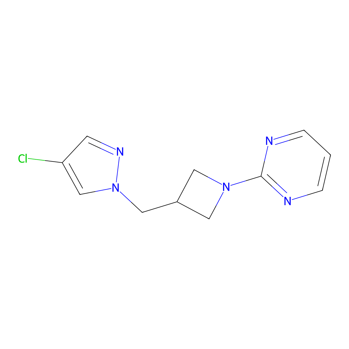 2-{3-[(4-chloro-1H-pyrazol-1-yl)methyl]azetidin-1-yl}pyrimidine molecular structure, CAS 2548980-05-6