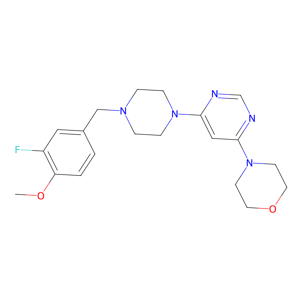 4-(6-{4-[(3-Fluoro-4-methoxyphenyl)methyl]piperazin-1-yl}pyrimidin-4-yl)morpholine molecular structure, CAS 2548980-08-9
