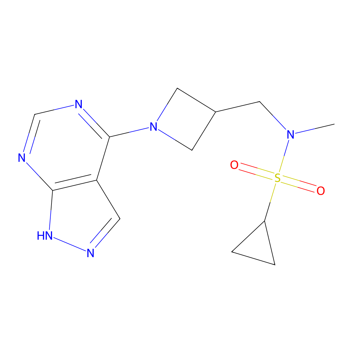 N-methyl-N-[(1-{1H-pyrazolo[3,4-d]pyrimidin-4-yl}azetidin-3-yl)methyl]cyclopropanesulfonamide molecular structure, CAS 2548980-10-3