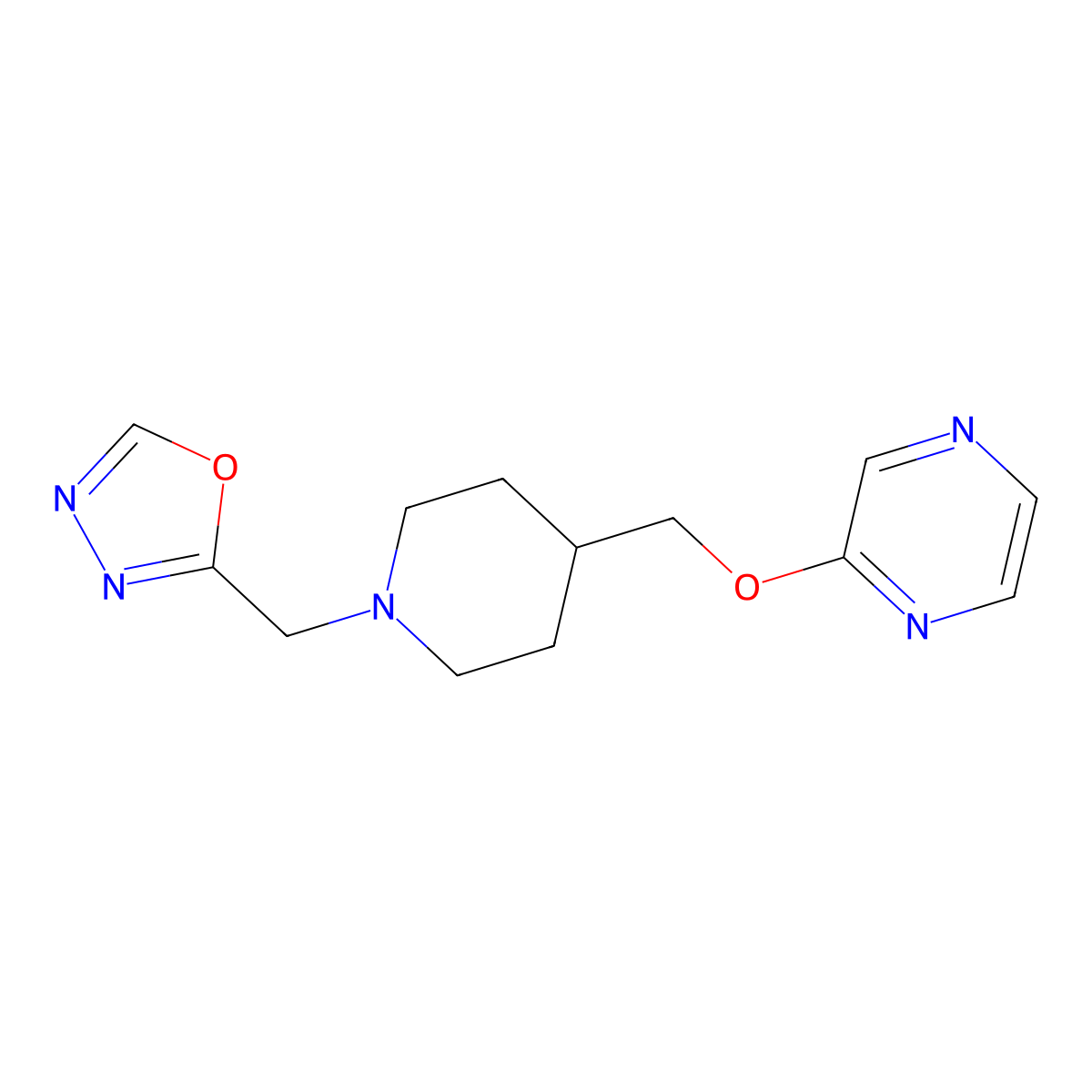 2-({1-[(1,3,4-Oxadiazol-2-yl)methyl]piperidin-4-yl}methoxy)pyrazine molecular structure, CAS 2548980-17-0