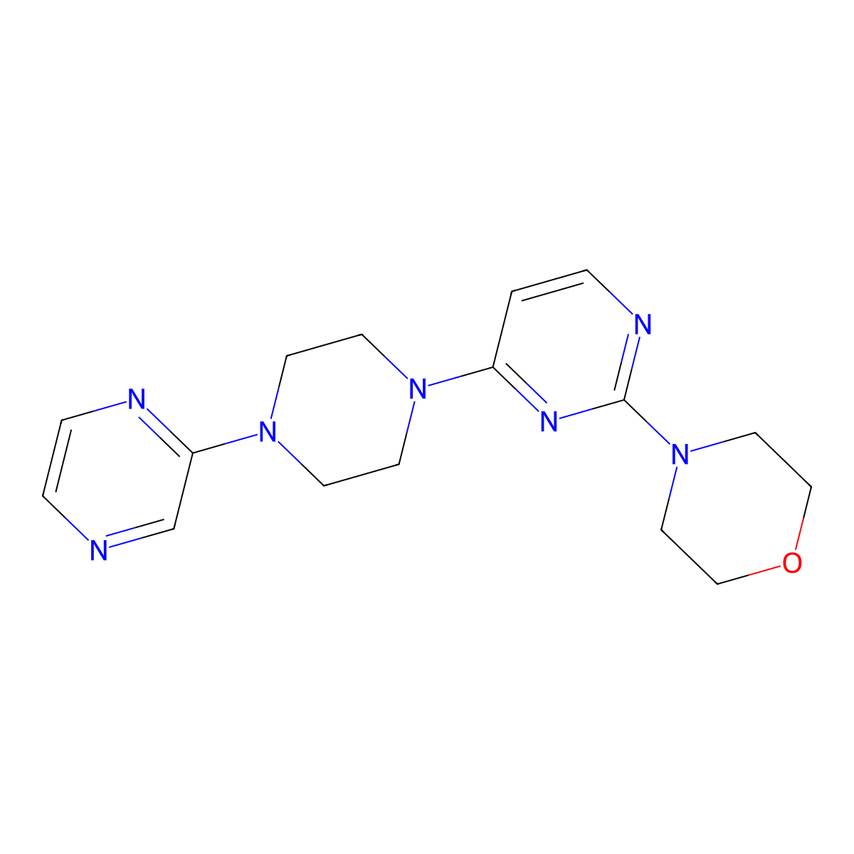 4-{4-[4-(Pyrazin-2-yl)piperazin-1-yl]pyrimidin-2-yl}morpholine molecular structure, CAS 2548980-21-6
