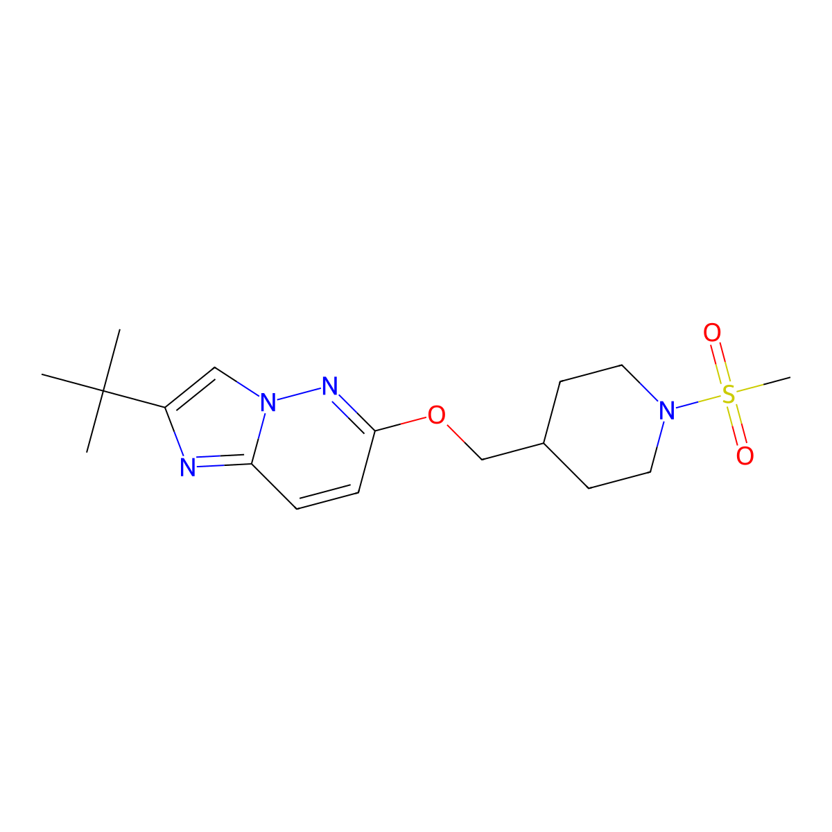 4-[({2-Tert-butylimidazo[1,2-b]pyridazin-6-yl}oxy)methyl]-1-methanesulfonylpiperidine molecular structure, CAS 2548980-23-8