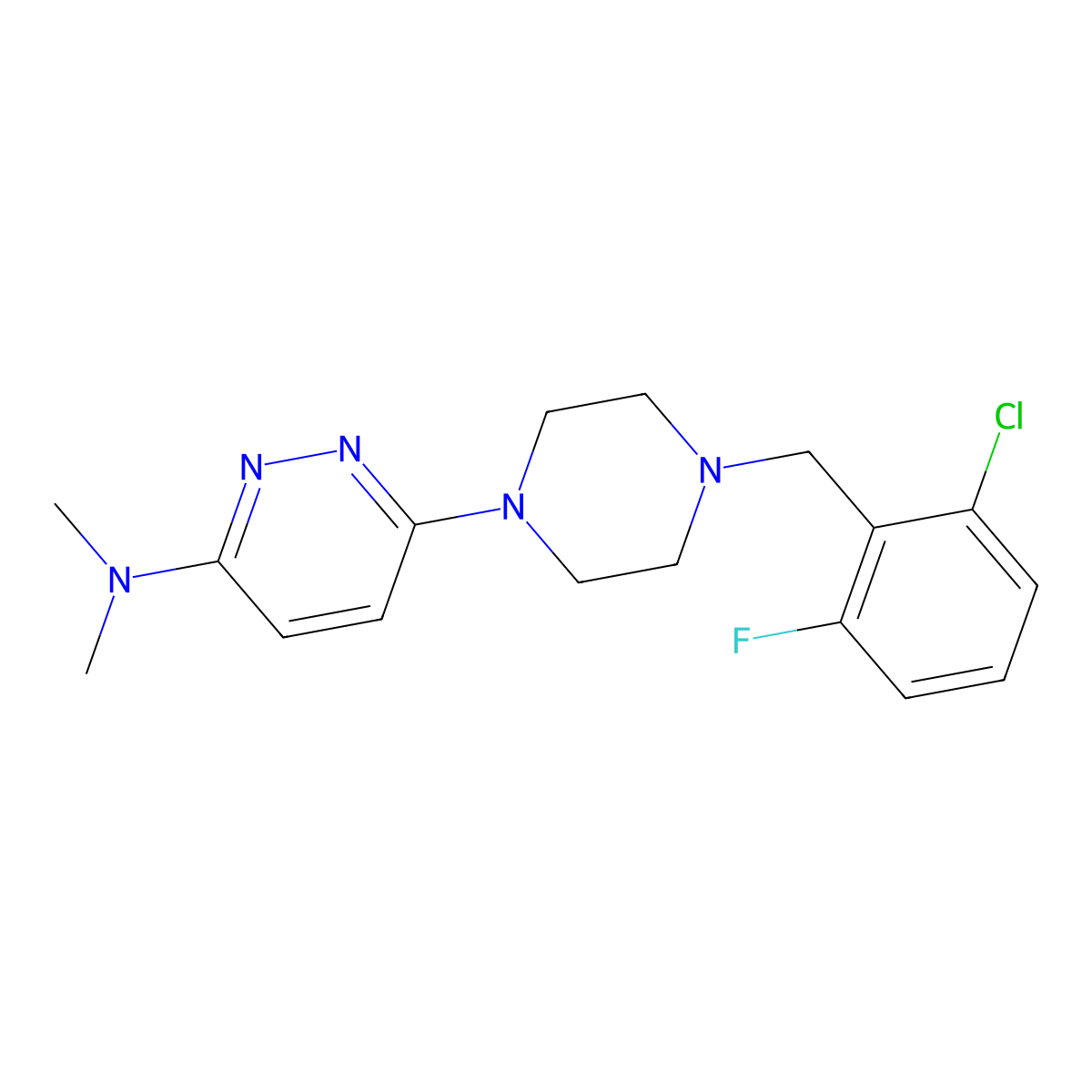 6-{4-[(2-chloro-6-fluorophenyl)methyl]piperazin-1-yl}-N,N-dimethylpyridazin-3-amine molecular structure, CAS 2548980-24-9