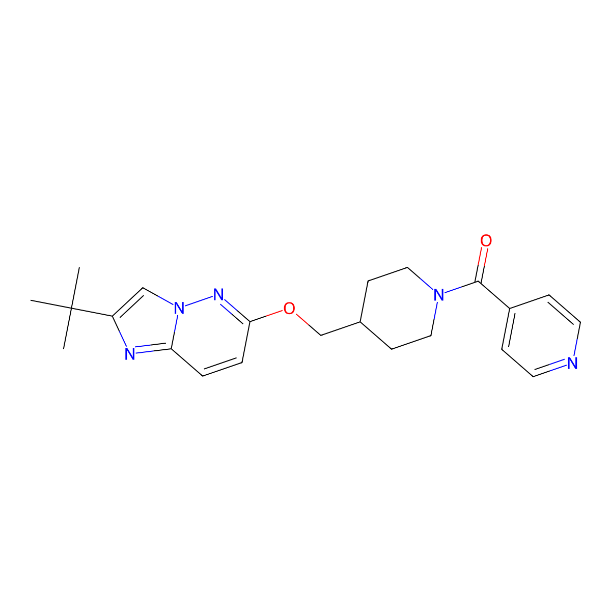 4-{4-[({2-Tert-butylimidazo[1,2-b]pyridazin-6-yl}oxy)methyl]piperidine-1-carbonyl}pyridine molecular structure, CAS 2548980-26-1