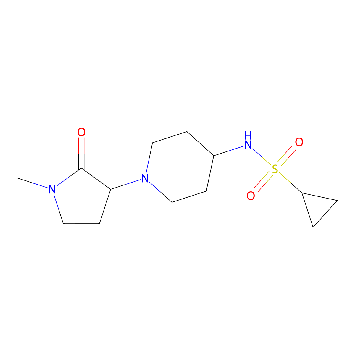 N-[1-(1-methyl-2-oxopyrrolidin-3-yl)piperidin-4-yl]cyclopropanesulfonamide molecular structure, CAS 2548980-33-0