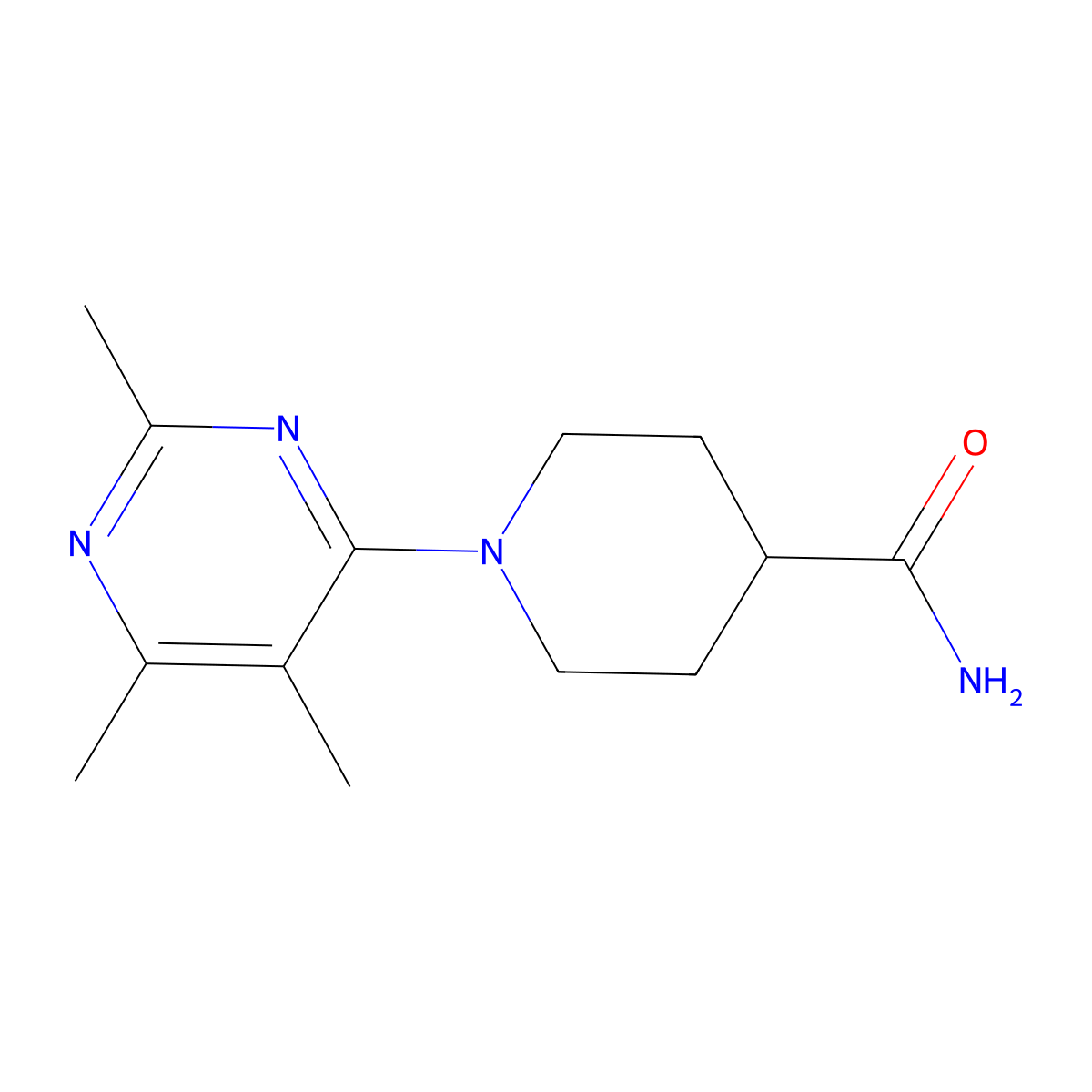 1-(2,5,6-Trimethylpyrimidin-4-yl)piperidine-4-carboxamide molecular structure, CAS 2548980-36-3