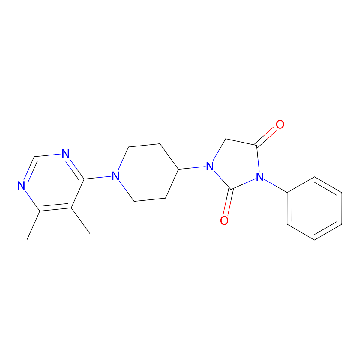 1-[1-(5,6-Dimethylpyrimidin-4-yl)piperidin-4-yl]-3-phenylimidazolidine-2,4-dione molecular structure, CAS 2548980-41-0