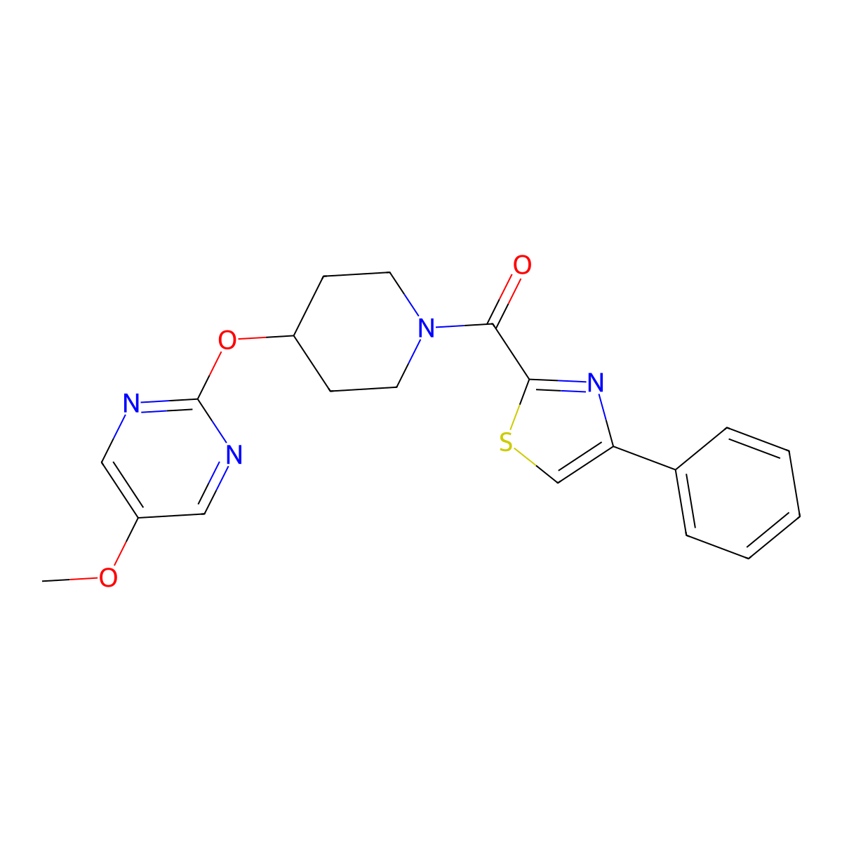 5-Methoxy-2-{[1-(4-phenyl-1,3-thiazole-2-carbonyl)piperidin-4-yl]oxy}pyrimidine molecular structure, CAS 2548980-46-5