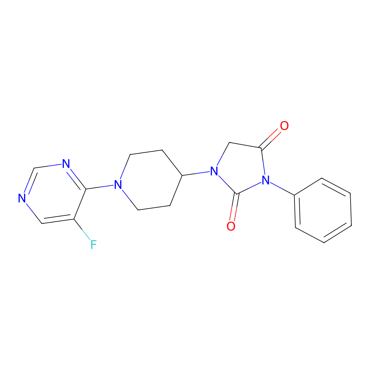 1-[1-(5-Fluoropyrimidin-4-yl)piperidin-4-yl]-3-phenylimidazolidine-2,4-dione molecular structure, CAS 2548980-51-2