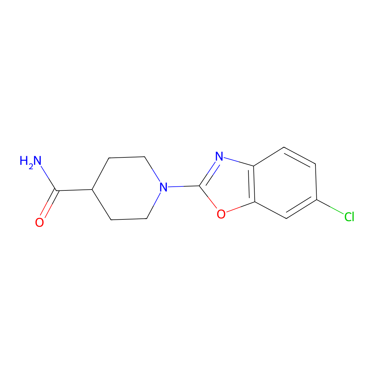 1-(6-Chloro-1,3-benzoxazol-2-yl)piperidine-4-carboxamide molecular structure, CAS 2548980-52-3