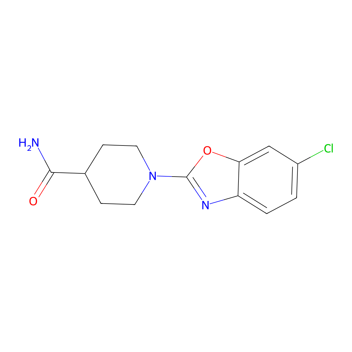 1-(6-Chloro-1,3-benzoxazol-2-yl)piperidine-4-carboxamide molecular structure, CAS 2548980-52-3