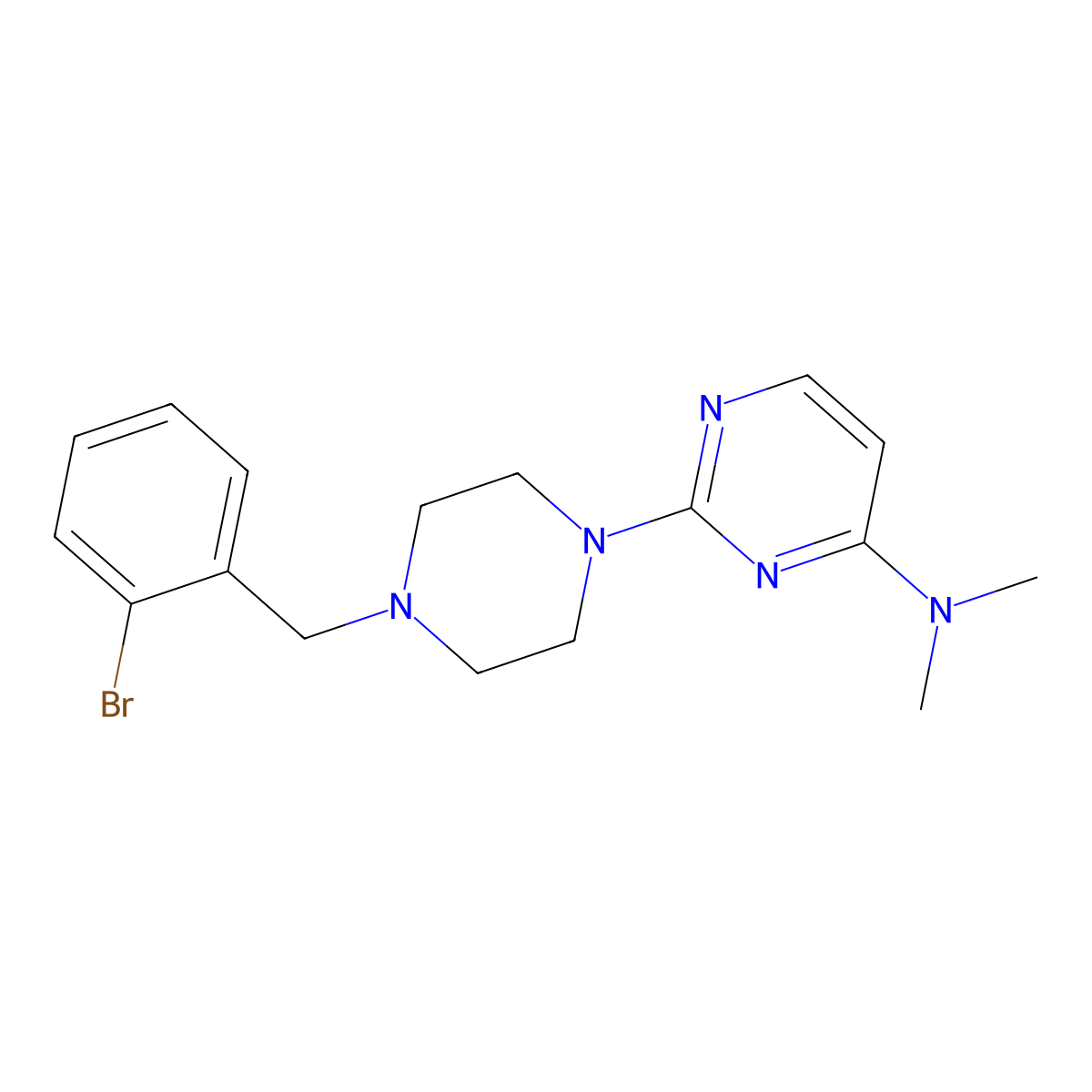 2-{4-[(2-bromophenyl)methyl]piperazin-1-yl}-N,N-dimethylpyrimidin-4-amine molecular structure, CAS 2548980-53-4