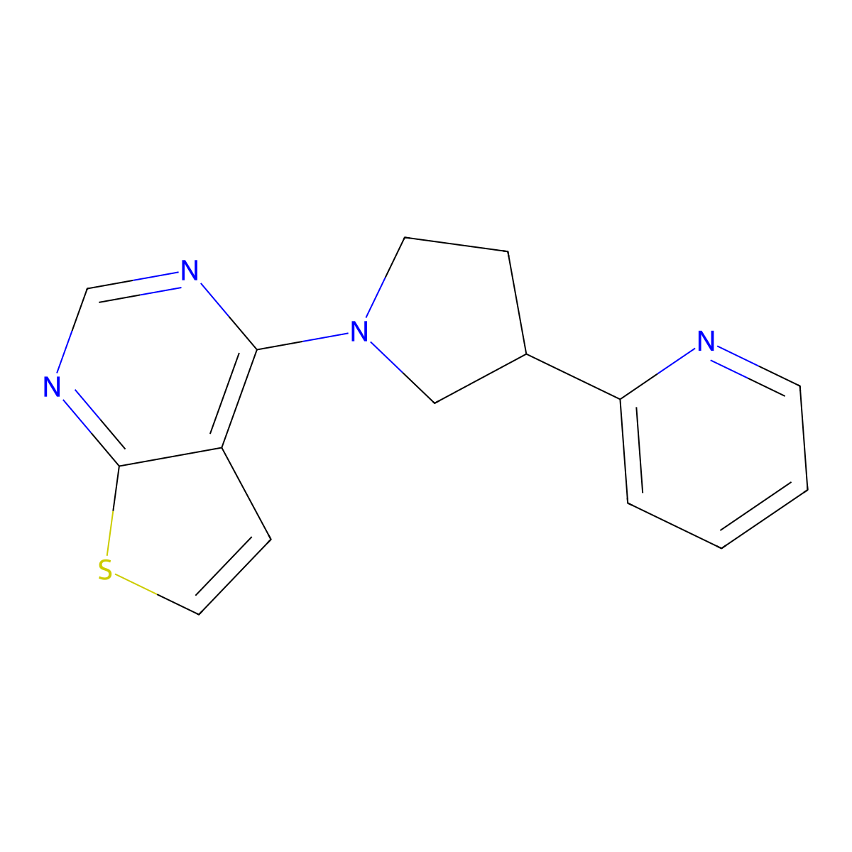 2-(1-{Thieno[2,3-d]pyrimidin-4-yl}pyrrolidin-3-yl)pyridine molecular structure, CAS 2548980-59-0