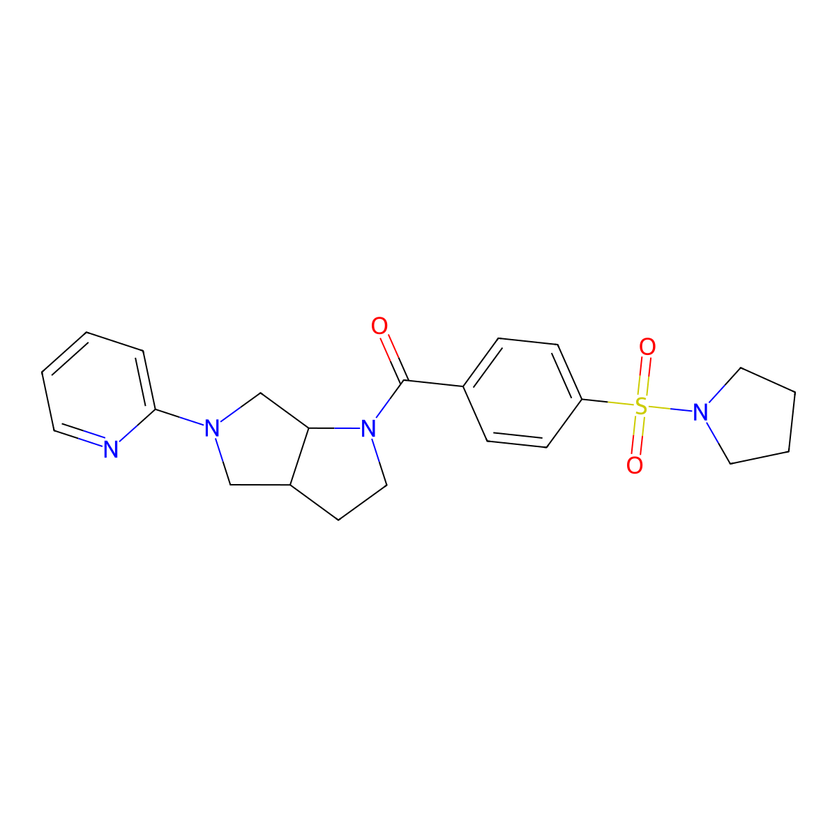 2-{1-[4-(Pyrrolidine-1-sulfonyl)benzoyl]-octahydropyrrolo[2,3-c]pyrrol-5-yl}pyridine molecular structure, CAS 2548980-62-5