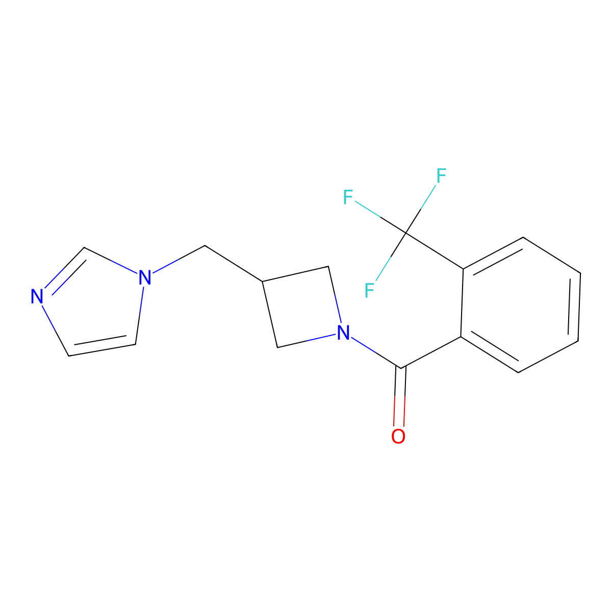 1-({1-[2-(trifluoromethyl)benzoyl]azetidin-3-yl}methyl)-1H-imidazole molecular structure, CAS 2548980-67-0