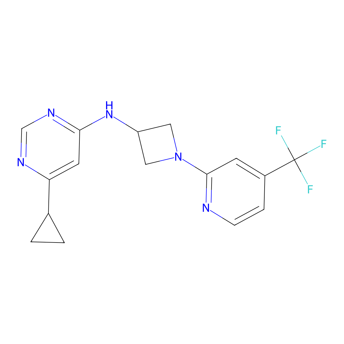 6-cyclopropyl-N-{1-[4-(trifluoromethyl)pyridin-2-yl]azetidin-3-yl}pyrimidin-4-amine molecular structure, CAS 2548980-69-2