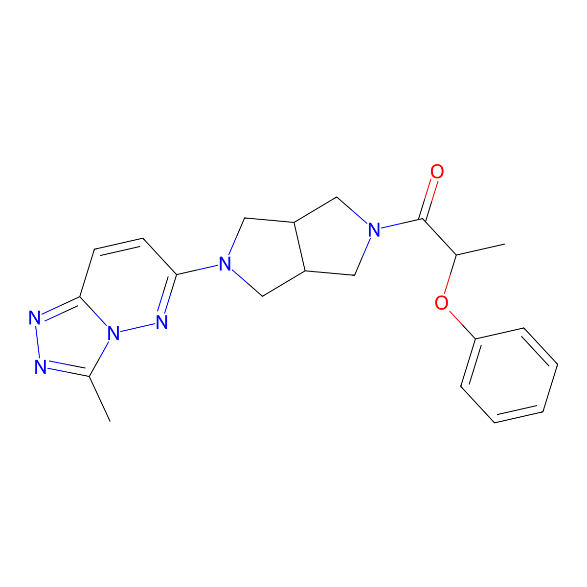 1-(5-{3-Methyl-[1,2,4]triazolo[4,3-b]pyridazin-6-yl}-octahydropyrrolo[3,4-c]pyrrol-2-yl)-2-phenoxypropan-1-one molecular structure, CAS 2548980-72-7