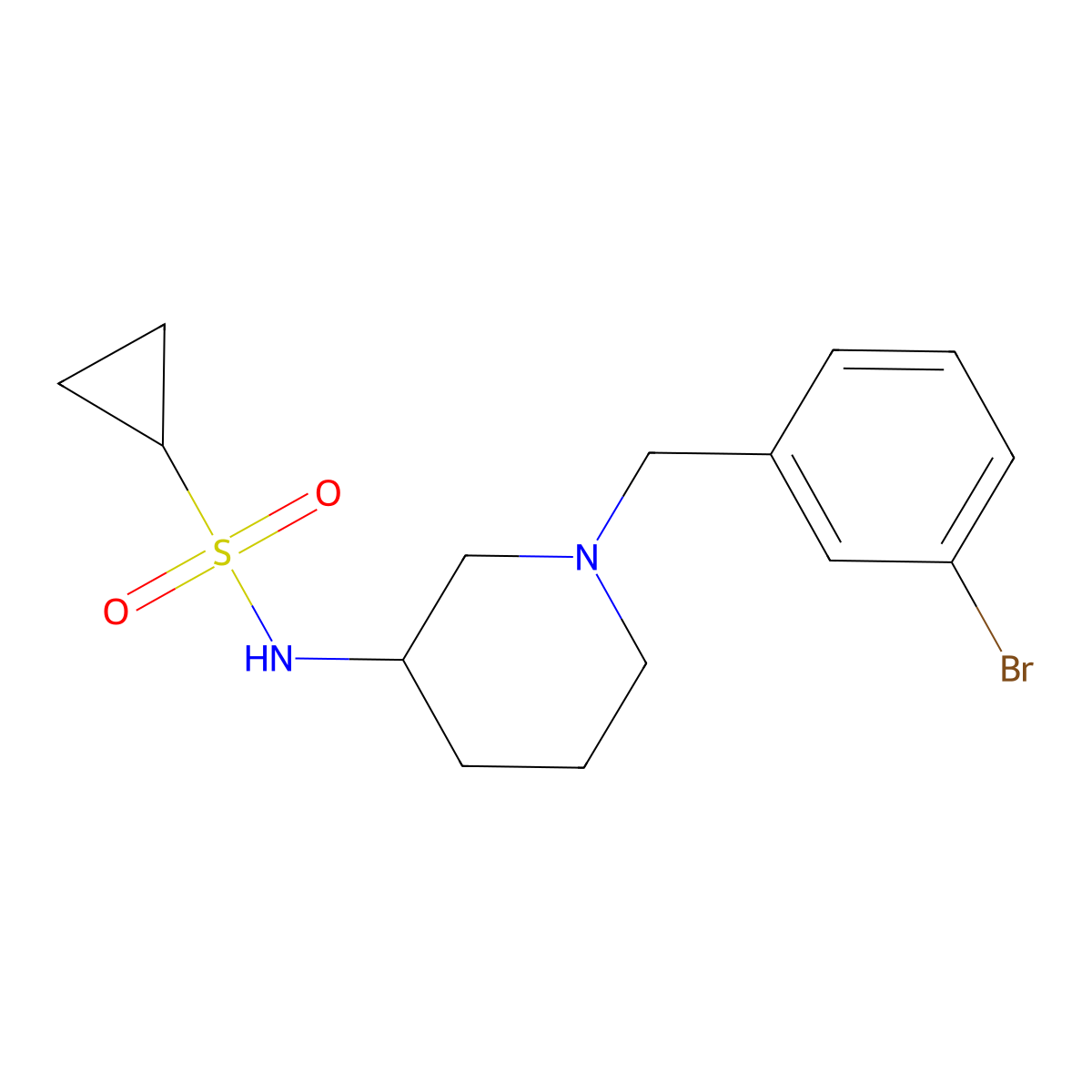 N-{1-[(3-bromophenyl)methyl]piperidin-3-yl}cyclopropanesulfonamide molecular structure, CAS 2548980-78-3
