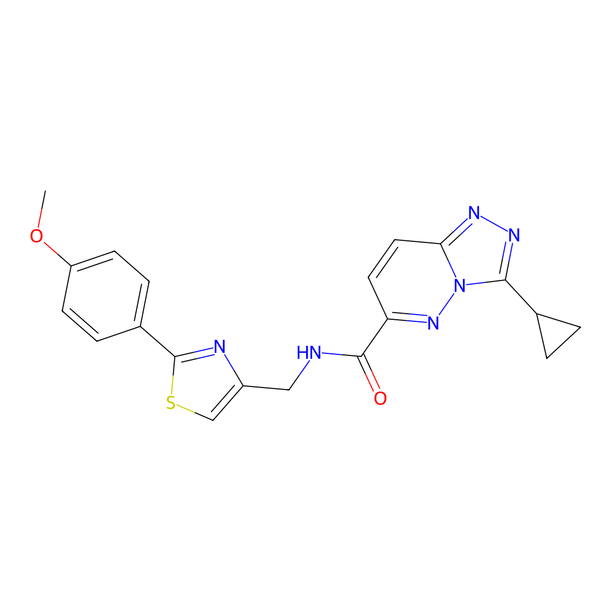 3-cyclopropyl-N-{[2-(4-methoxyphenyl)-1,3-thiazol-4-yl]methyl}-[1,2,4]triazolo[4,3-b]pyridazine-6-carboxamide molecular structure, CAS 2548980-79-4