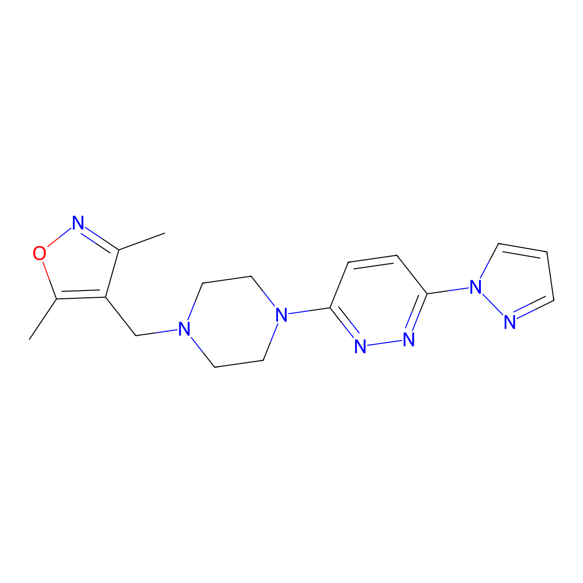 3-{4-[(3,5-dimethyl-1,2-oxazol-4-yl)methyl]piperazin-1-yl}-6-(1H-pyrazol-1-yl)pyridazine molecular structure, CAS 2548980-82-9