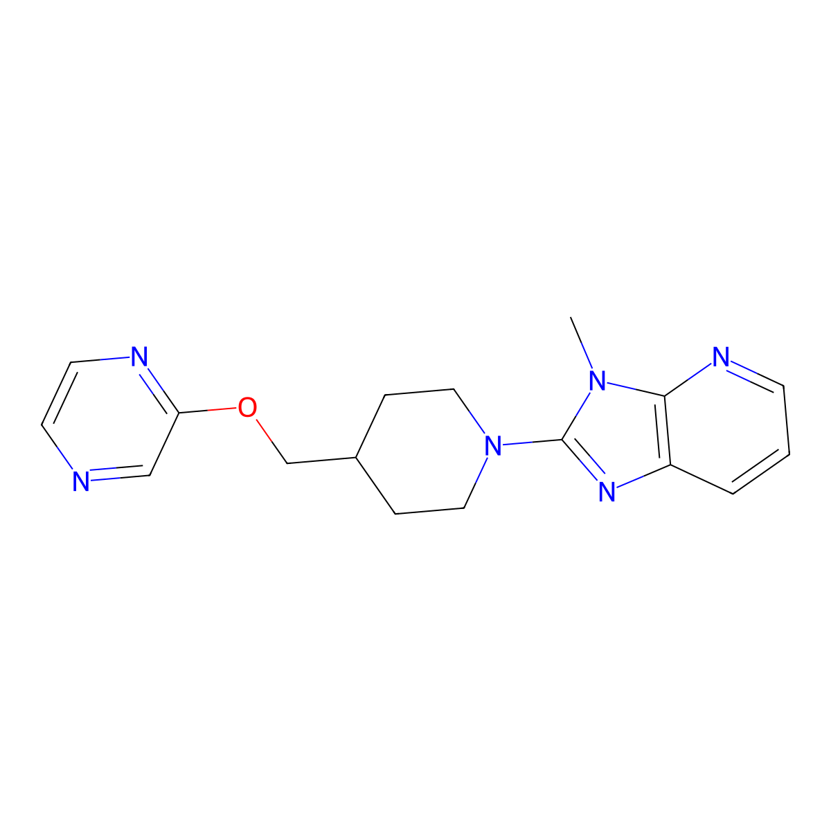 2-[(1-{3-methyl-3H-imidazo[4,5-b]pyridin-2-yl}piperidin-4-yl)methoxy]pyrazine molecular structure, CAS 2548980-87-4