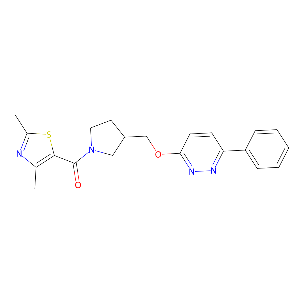 3-{[1-(2,4-Dimethyl-1,3-thiazole-5-carbonyl)pyrrolidin-3-yl]methoxy}-6-phenylpyridazine molecular structure, CAS 2548980-93-2