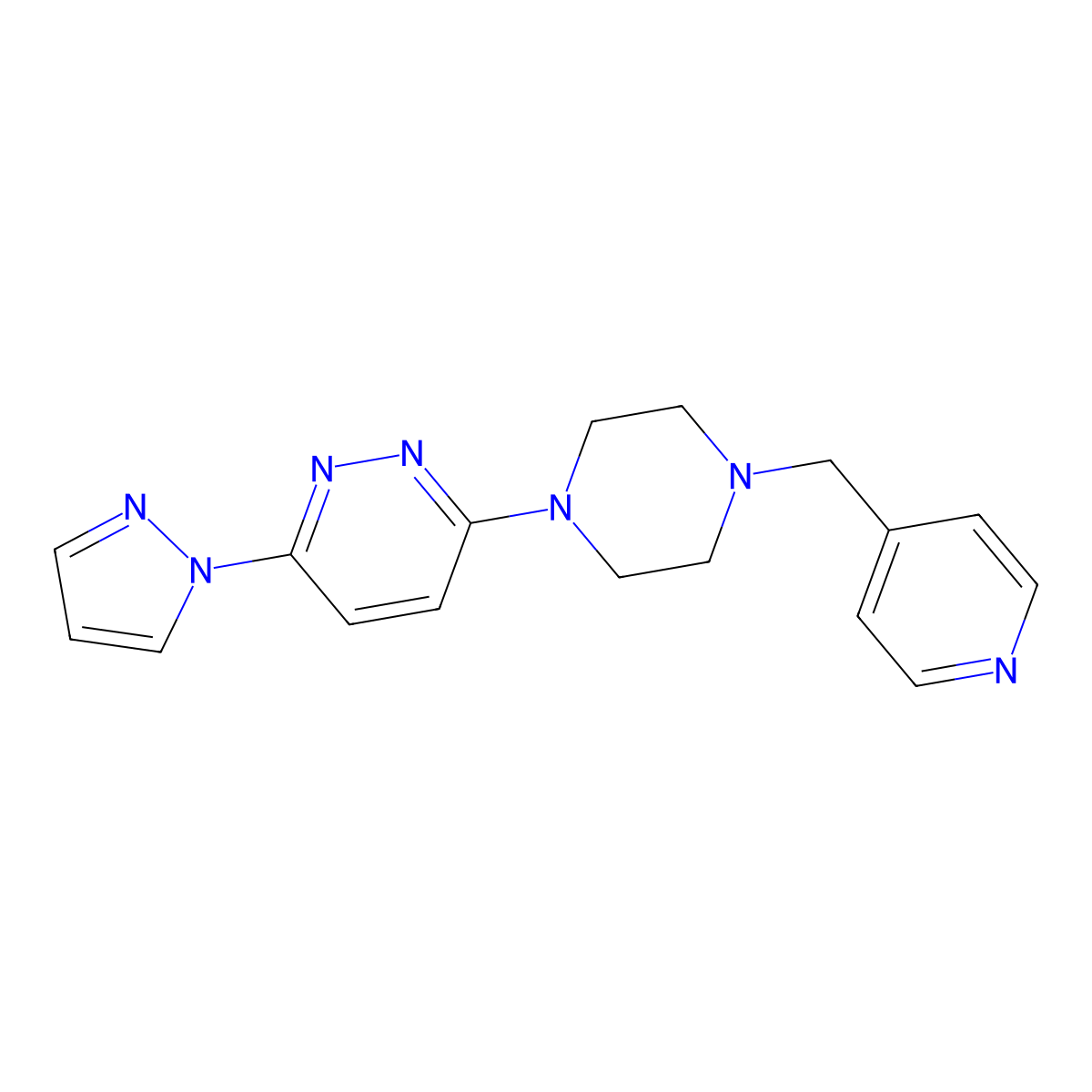3-(1H-pyrazol-1-yl)-6-{4-[(pyridin-4-yl)methyl]piperazin-1-yl}pyridazine molecular structure, CAS 2548980-94-3