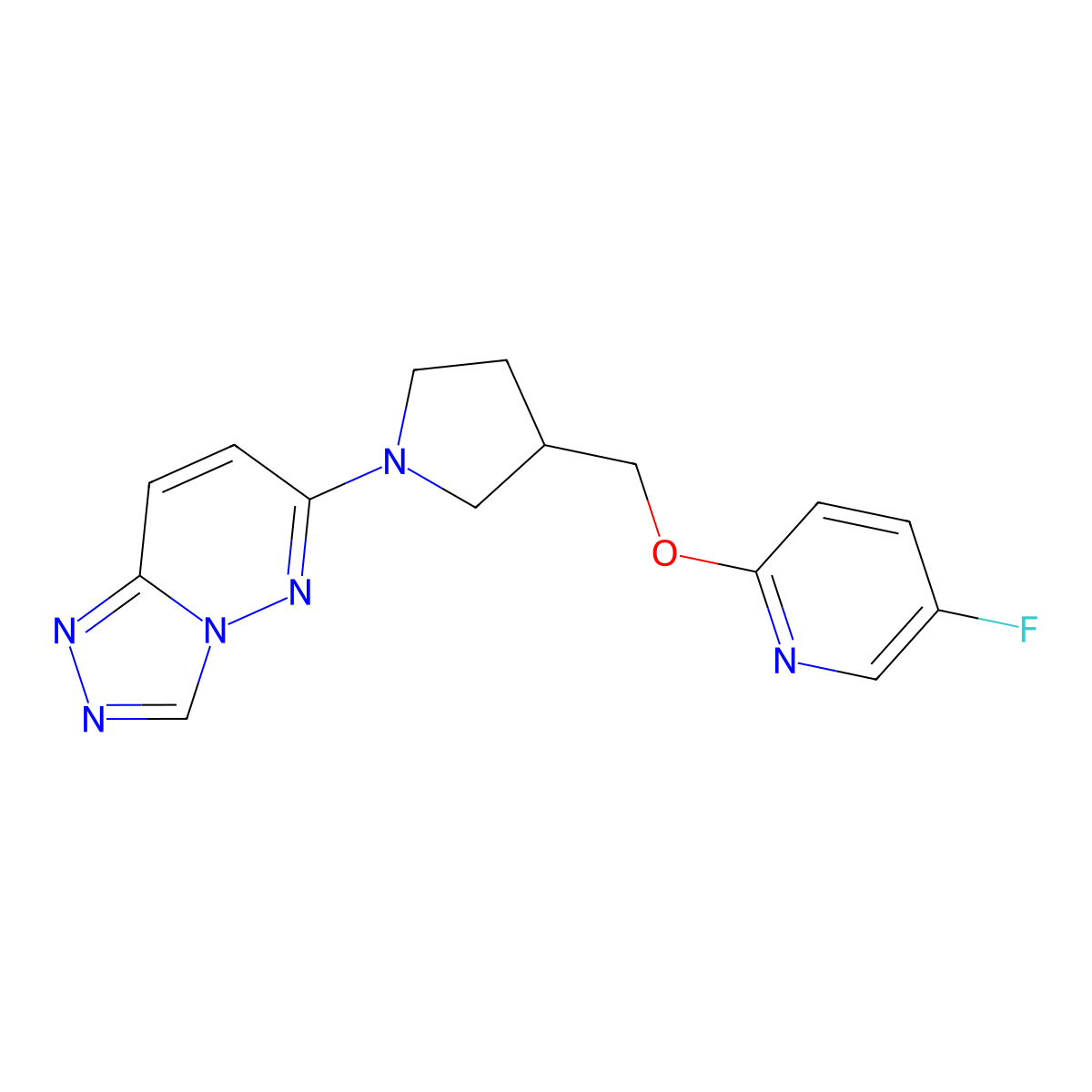 5-Fluoro-2-[(1-{[1,2,4]triazolo[4,3-b]pyridazin-6-yl}pyrrolidin-3-yl)methoxy]pyridine molecular structure, CAS 2548981-01-5