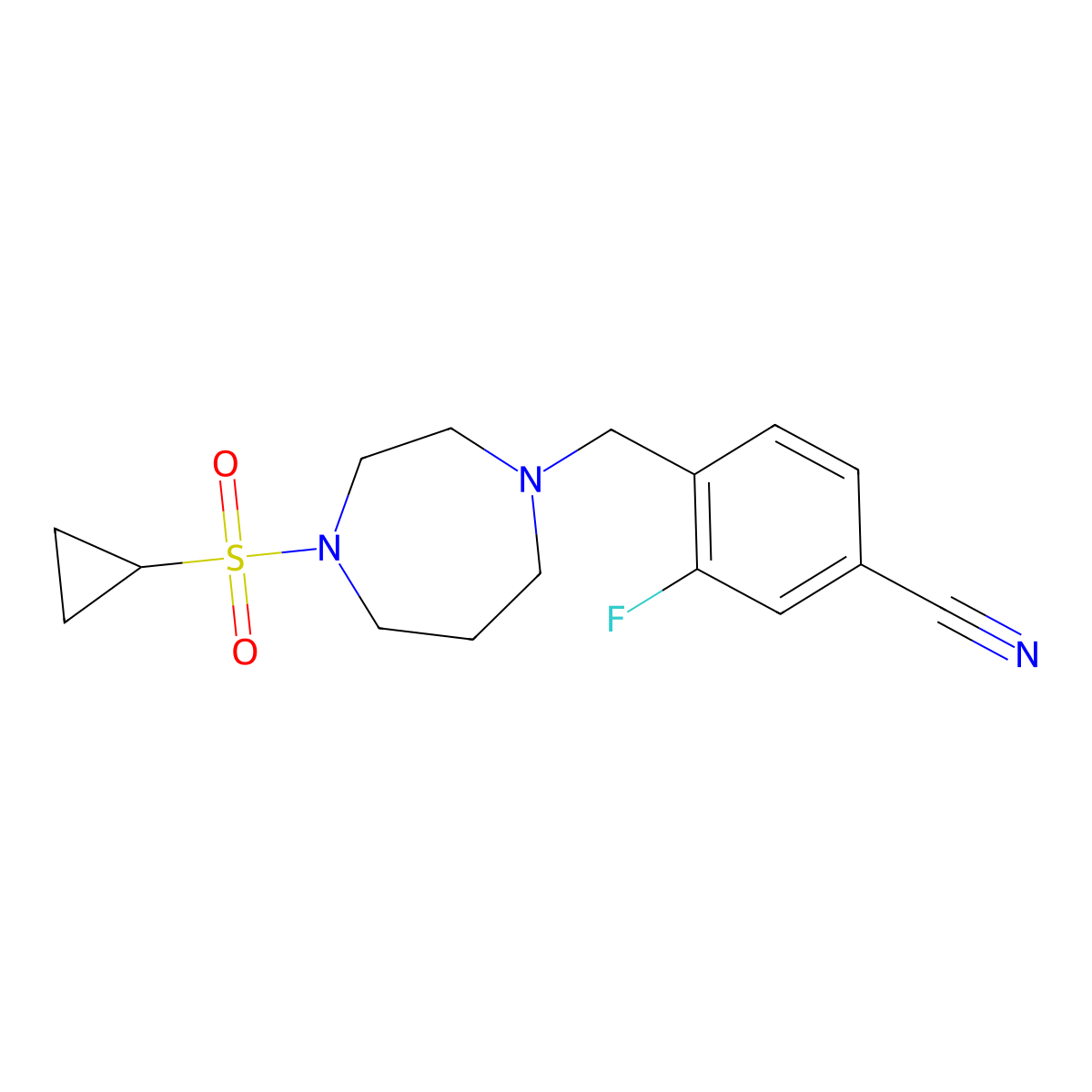 4-{[4-(Cyclopropanesulfonyl)-1,4-diazepan-1-yl]methyl}-3-fluorobenzonitrile molecular structure, CAS 2548981-06-0
