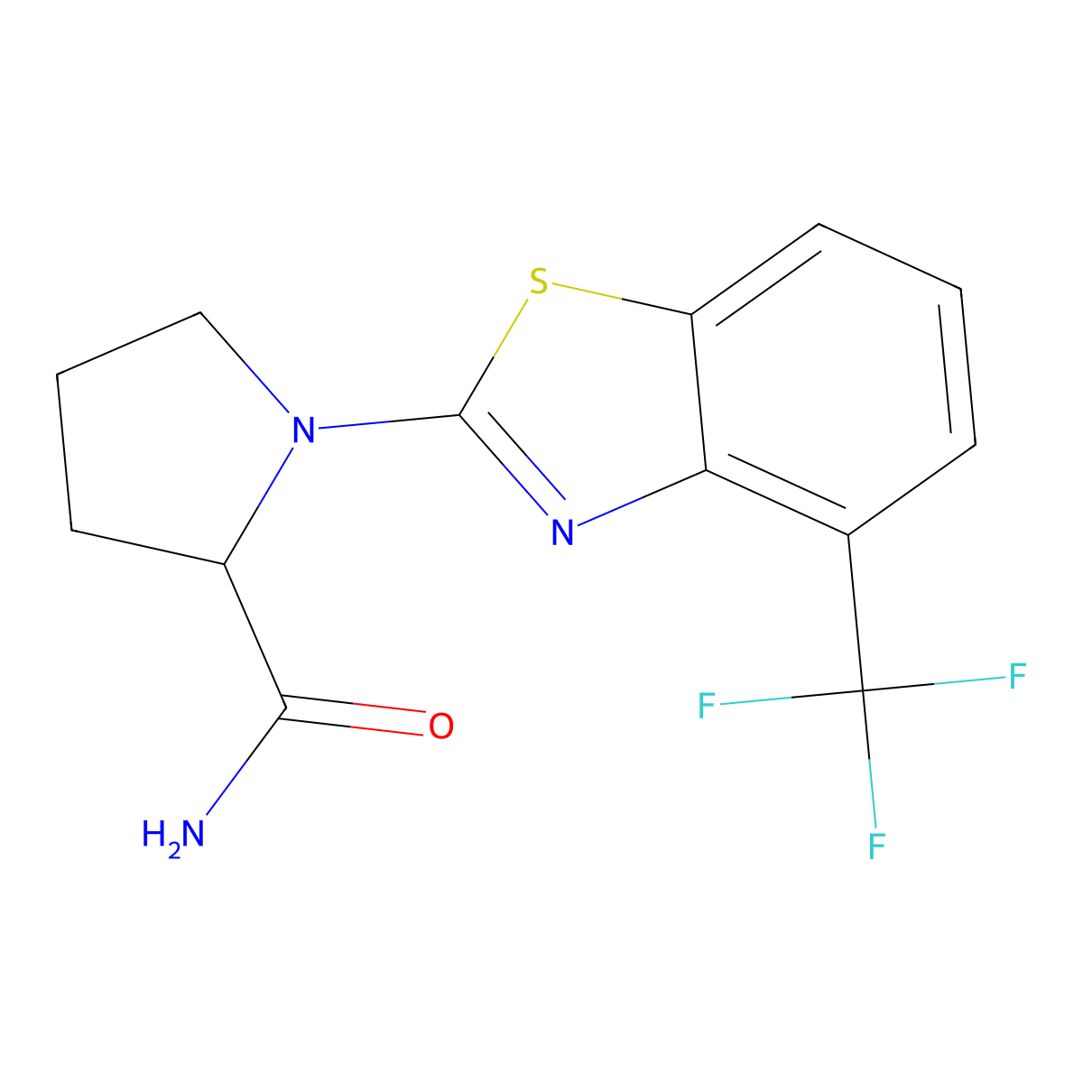 1-[4-(Trifluoromethyl)-1,3-benzothiazol-2-yl]pyrrolidine-2-carboxamide molecular structure, CAS 2548981-10-6