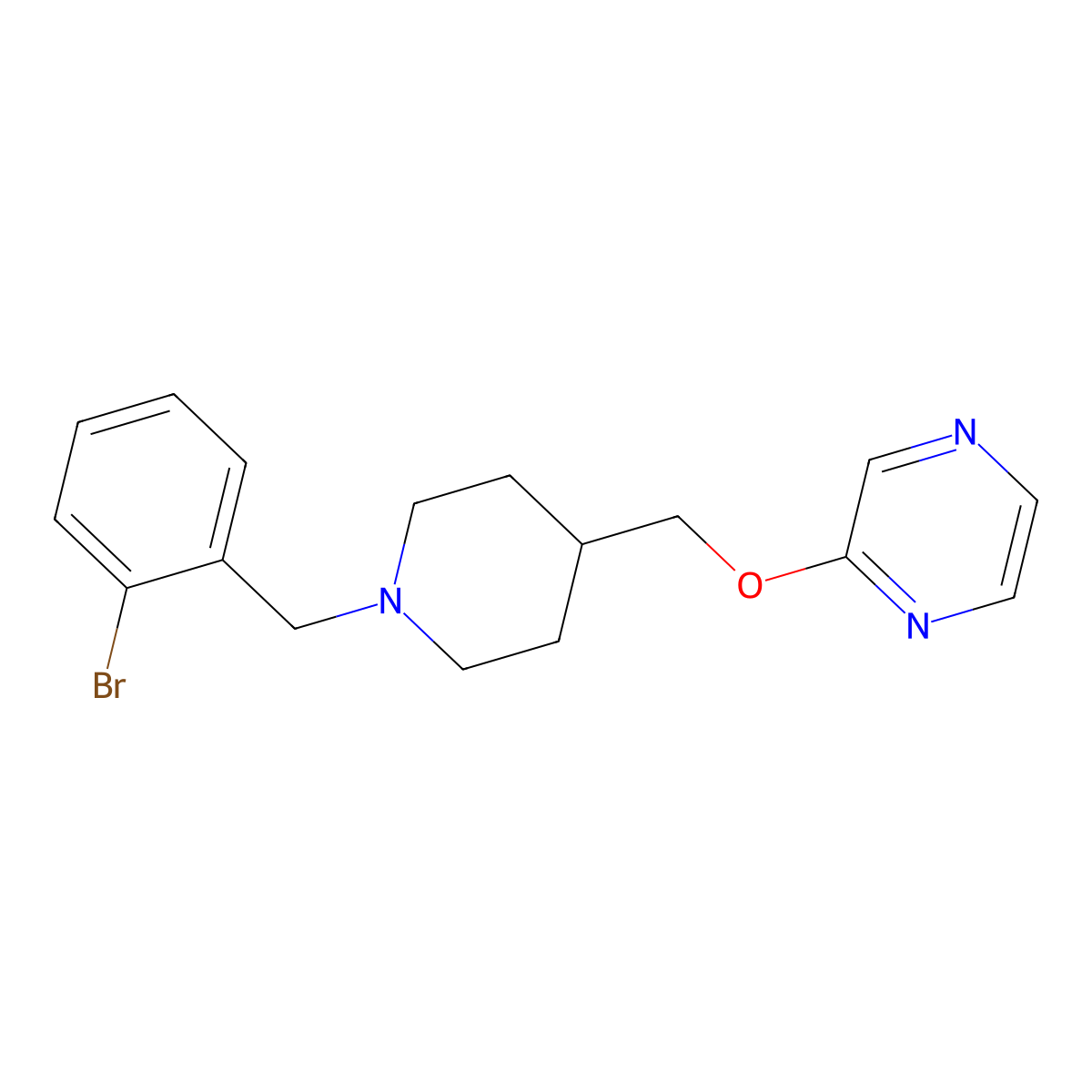 2-({1-[(2-Bromophenyl)methyl]piperidin-4-yl}methoxy)pyrazine molecular structure, CAS 2548981-19-5