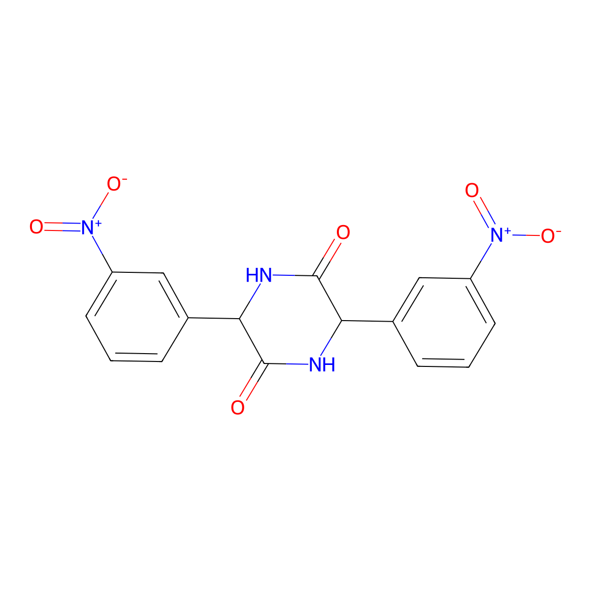 3,6-Bis(3-nitrophenyl)piperazine-2,5-dione molecular structure, CAS 2548981-24-2