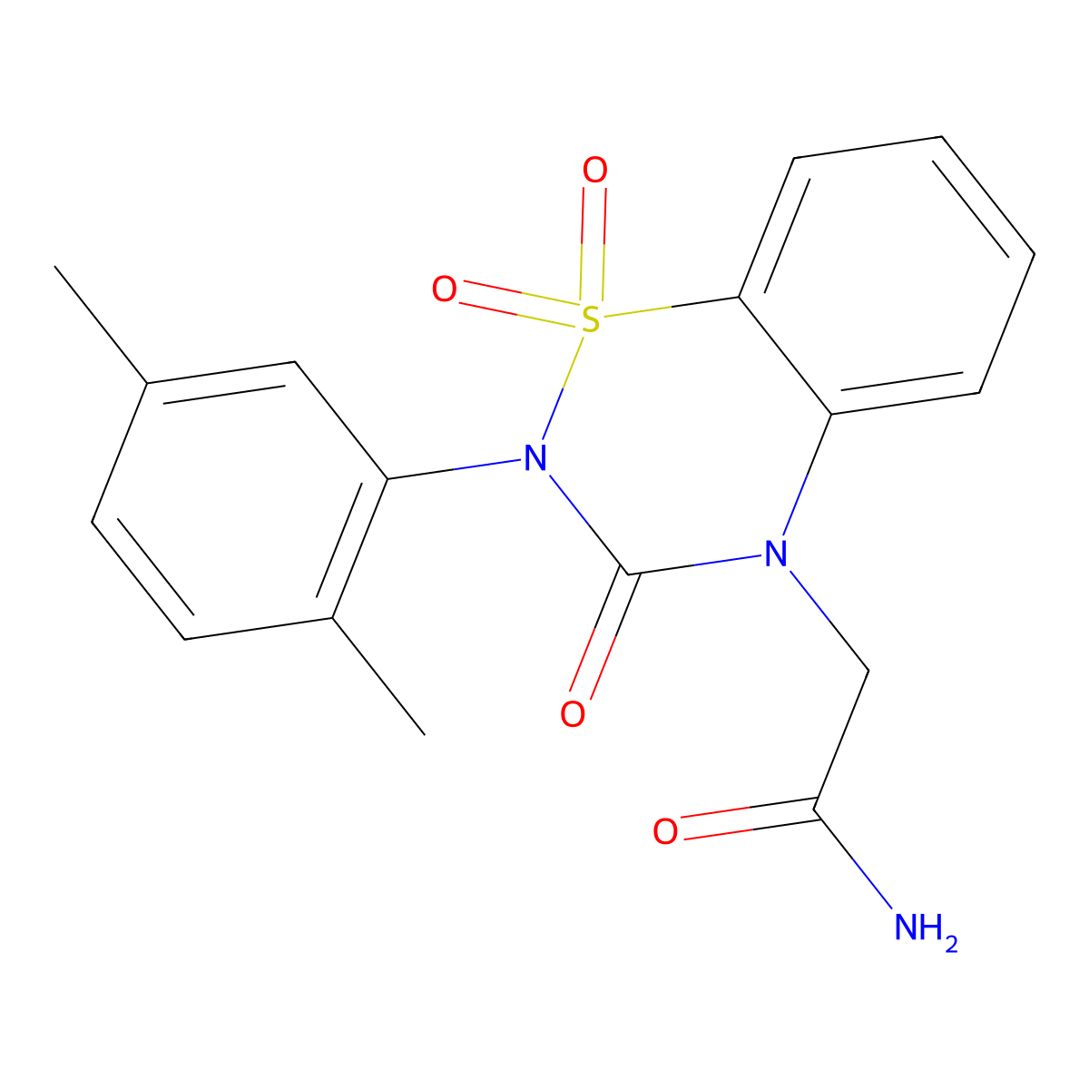 2-[2-(2,5-dimethylphenyl)-1,1,3-trioxo-3,4-dihydro-2H-1lambda6,2,4-benzothiadiazin-4-yl]acetamide molecular structure, CAS 2548981-27-5
