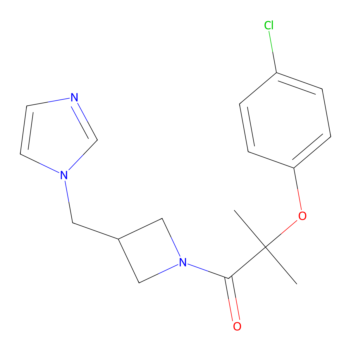 2-(4-chlorophenoxy)-1-{3-[(1H-imidazol-1-yl)methyl]azetidin-1-yl}-2-methylpropan-1-one molecular structure, CAS 2548981-29-7