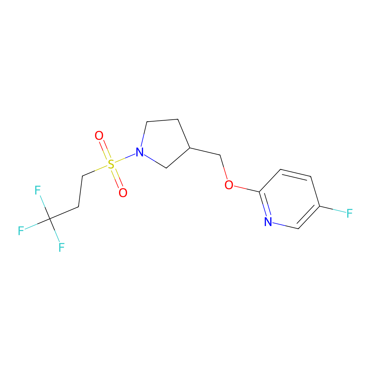 5-Fluoro-2-{[1-(3,3,3-trifluoropropanesulfonyl)pyrrolidin-3-yl]methoxy}pyridine molecular structure, CAS 2548981-31-1